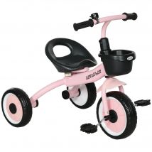 AIYAPLAY Tricycle enfants avec sonnette et panier selle réglable avec dossier - pour enfant de 2 à 5 ans rose
