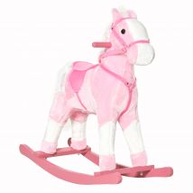 HOMCOM Schaukelpferd Schaukeltier Spielzeug rosa 74x28x65cm für Kinder, sicheres & lustiges Schaukeln   Aosom.de