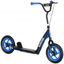 AIYAPLAY Trottinette patinette scooter enfant grandes roues de 6 à 12 ans hauteur réglable frein arrière béquille bleu
