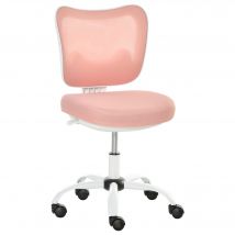 Vinsetto Bürostuhl Drehstuhl Bürosessel ohne Armlehnen Höhenverstellbar Schaumstoff ABS Metall Weiß+Rosa 46 x 51 x 78-87,5 cm