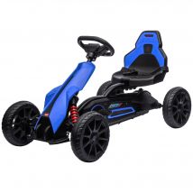 HOMCOM Gokart, Kinderfahrzeug mit verstellbarem Sitz, Tretfahrzeug, Tretauto mit Handbremse, Kettcar für Kinder im Alter von 3-8 Jahren, Blau   Aosom