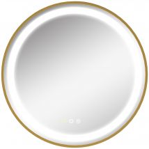 kleankin Wandspiegel  Dimmbarer Badezimmerspiegel mit LED-Leuchte, Memoryfunktion und Zeitanzeige, IP44, Aluminiumlegierung, 60x60cm  Aosom.de