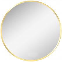 kleankin Badspiegel mit LED  Runder Wandspiegel Ø50 cm, Memoryfunktion, IP44, für Wohnzimmer & Schlafzimmer, Gold, Aluminium  Aosom.de