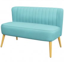 HOMCOM 2-Sitzer Sofa Zweisitzer, Loveseat mit Leinenoptik, Doppelsofa mit Holzbeine, bis 150 kg Belastbar, Grün, 117 x 56,5 x 77 cm