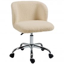Vinsetto Chaise de bureau sans accoudoir en toison d'agneau hauteur réglable pivotant à 360 ° charge max. 120 Kg Kaki