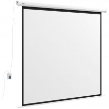 HOMCOM Écran de projection motorisé 96 pouces, 1:1 4K HD, fixation mural ou plafond avec télécommande, 195L x 8l x 182H cm