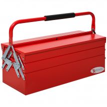 DURHAND Boîte à outils métallique  coffret caisse outils métal  3 niveaux  5 plateaux rétractables  acier  57 x 21 x 41 cm  rouge