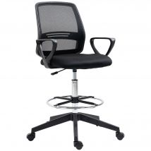 Vinsetto Fauteuil de bureau chaise de bureau assise haute réglable tabouret de bureau pivotant 360° maille respirante