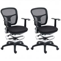 Vinsetto Lot de 2 fauteuils de bureau chaise en maille chaise de bureau assise haute réglable avec repose-pied