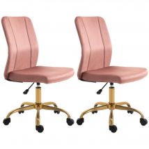 Vinsetto Lot de 2 chaises de bureau design contemporain fauteuil pivotant dossier incurvé hauteur réglable revêtement velours