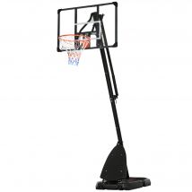 SPORTNOW Panier de basket extérieur, hauteur réglable 2,36-2,93 m, stable, roulettes et support balon