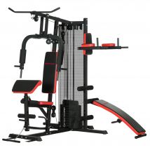 SPORTNOW Station de musculation Multifonction ajustable banc fitness 10 contrepoids 65kg avec filet de protection