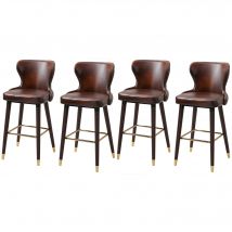 HOMCOM 4er-Set Barhocker mit Fußstütze und Rückenlehne, Bistrohocker aus Kunstleder in Braun, 52x53x101cm, ideal für Esszimmer & Bar   Aosom.de