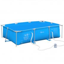 Outsunny Piscine tubulairepiscine hors-solrectangulaire en acier avec pompe de filtre piscine pour enfants et familles pour jardin et terrasse