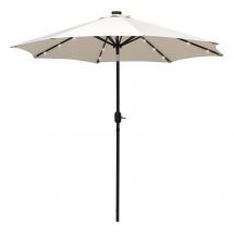 Outsunny Parasol octogonal inclinable Ø 2,7 x 2,4 m lumineux solaire 24 LED polyester haute densité 180 g/m² crème