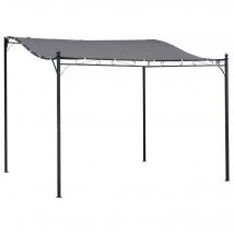 Outsunny Pergola tonnelle de jardin auvent 2,97 x 2,97 m adossable métal noir polyester imperméabilisé anti-UV gris