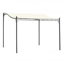 Outsunny Pergola tonnelle de jardin auvent 2,97 x 2,97 m adossable métal noir polyester imperméabilisé anti-UV beige