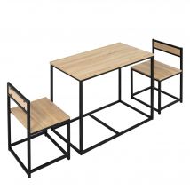 HOMCOM Ensemble de salle à manger 3 pièces avec table et 2 chaises design industriel en panneaux de particules classe E1 bois naturel   Aosom France