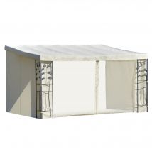 Outsunny Pergola murale tonnelle de jardin auvent rideau en maille pour jardin fête barbecue 4 x 3 X 2,7 m beige