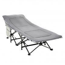 Outsunny Bain de Soleil Transat Chaise Longue Pliable Luxe Matelas Double Oreiller + Pochette Latérale + Sac   Aosom France
