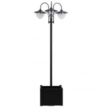 Outsunny Solarleuchte  Gartenlicht 3-köpfige Lampe mit Blumentopf-Basis, Wasserdicht, Edelstahl, 60x55x189cm  Aosom