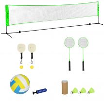 SPORTNOW Ensemble set complet de badminton, pickleball et volleyball, 3 en 1, jeux sport extérieur avec filet hauteur réglable