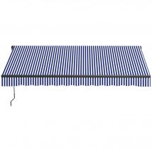 Outsunny Store banne manuel rétractable store pour balcon inclinaison réglable manivelle cadre en aluminium polyester bleu blanc