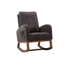 Fauteuil à Bascule Chaise à bascule design moderne avec dossier haut rembourré - Fauteuil Relax Moderne, Fauteuil rocking-chair, Gris   Aosom France
