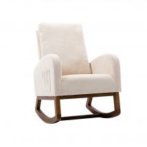 Fauteuil à Bascule design moderne, avec dossier haut rembourré - Fauteuil Relax Moderne, Fauteuil rocking-chair, Beige