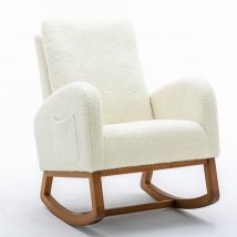 Fauteuil à Bascule design moderne, avec dossier haut rembourré - Fauteuil Relax Moderne, Fauteuil rocking-chair, Blanc