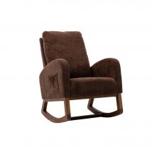 Fauteuil à Bascule Chaise à bascule design moderne avec dossier haut rembourré - Fauteuil Relax Moderne, Fauteuil rocking-chair, Marron   Aosom France