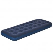 Outsunny Matelas gonflable simple lit pneumatique portable avec pompe à main intégrée surface floquée, pour camping, voyage bleu
