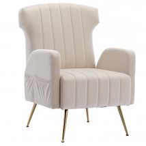 Fauteuil de Relaxation en tissu velours, Design Élégant et Moderne pour Salon et Séjour, Beige