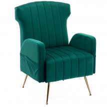Fauteuil de Relaxation en tissu velours, Design Élégant et Moderne pour Salon et Séjour, Vert