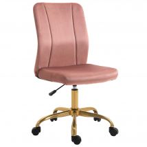 Vinsetto Fauteuil  chaise de bureau design contemporain pivotant 360° ergonomique dossier incurvé hauteur réglable revêtement velours rose et doré