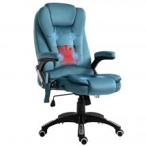 Vinsetto Bürosessel mit Massage- und Wärmefunktion, höhenverstellbarer Gamingstuhl bis 120kg, 68x72x110-120cm, Blau   Aosom.de