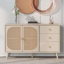 Sideboard mit Türen und Schubladen, großer Stauraum, 120x40x82,5 cm, Naturfarbe