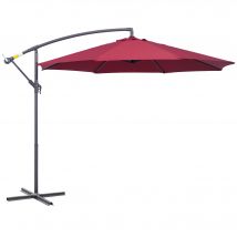 Outsunny Parasol Déporté Octogonal Inclinable Manivelle Pied Acier Ø3m Rouge Protection Solaire   Aosom France