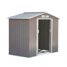 Outsunny Abri de Jardin en Métal Cabane de Jardin avec fondation 5 m³ Rangement Outils Vélos Acier Galvanisé Gris