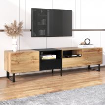 Meuble TV moderne au design robuste et scandinave, Bois Naturel