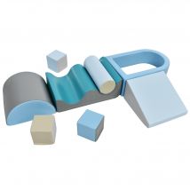 Ensemble de 9 Blocs de Jeu Souples pour Enfants, Bleu