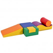 Ensemble de 6 grands blocs de construction pour jouer et grimper avec échelle et toboggan, adapté aux enfants d'âge préscolaire et aux bébés, Coloré