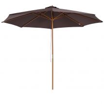 Outsunny Parasol Droit Octogonal Bois Polyester Haute Densité 180 g/m² Diamètre 3 m Café