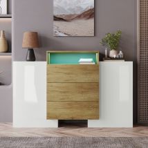 Crédence Moderne 140 cm avec LED Multicolore, Naturel