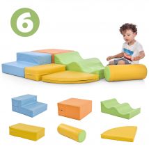 6 pièces de grands blocs pour jouer et grimper, jouet éducatif pour enfants avec escalier et toboggan, Jaune