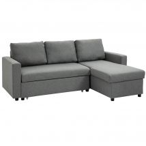 HOMCOM Ecksofa mit Schlaffunktion, Stauraum, Bettkasten, Eckcouch, Chaiselongue, Schlafsofa, Stoffsofa, L-Form, 211,5 x 146 x 85 cm   Aosom