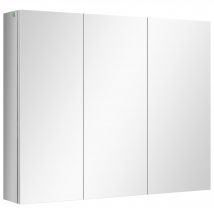 kleankin Badezimmerschrank  Spiegelschrank Hängeschrank mit 3 Glastüren & 5 Ablagen, Edelstahl, Silber, 70x12x55cm  Aosom