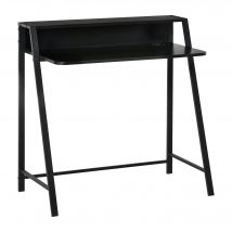 HOMCOM Computertisch stilvoller Schreibtisch mit Ablage und Kabelmanagement, Metall schwarz 84x45x85cm für Home Office und Arbeitszimmer   Aosom.de