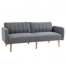 HOMCOM Schlafsofa  Klappsofa 2-Sitzer, Bettsofa mit Schlaffunktion, leinenartiges Polyester, Gummiholz, Grau, 173x75x73cm  Aosom