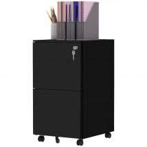 Vinsetto Rollcontainer Aktenschrank schwarz mit 2 abschließbaren Schubladen auf Rollen aus Stahl 37x43,5x67,5cm für Büro & Homeoffice   Aosom.de